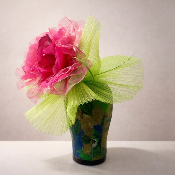 Accessories - Pink & Green Floral Fascinator | Statement Headpiece KY Derby Oaks Ascot Hat